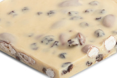 Handmade white chocolate bar with almonds & black raisins 1kg